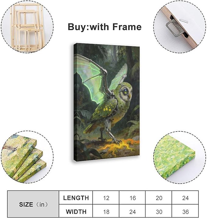 Framed Cyber Fantasy Wall Art for Living Room And Home Office Modern Sci Fi Nature Inspired Decor 12x18inch(30x45cm)