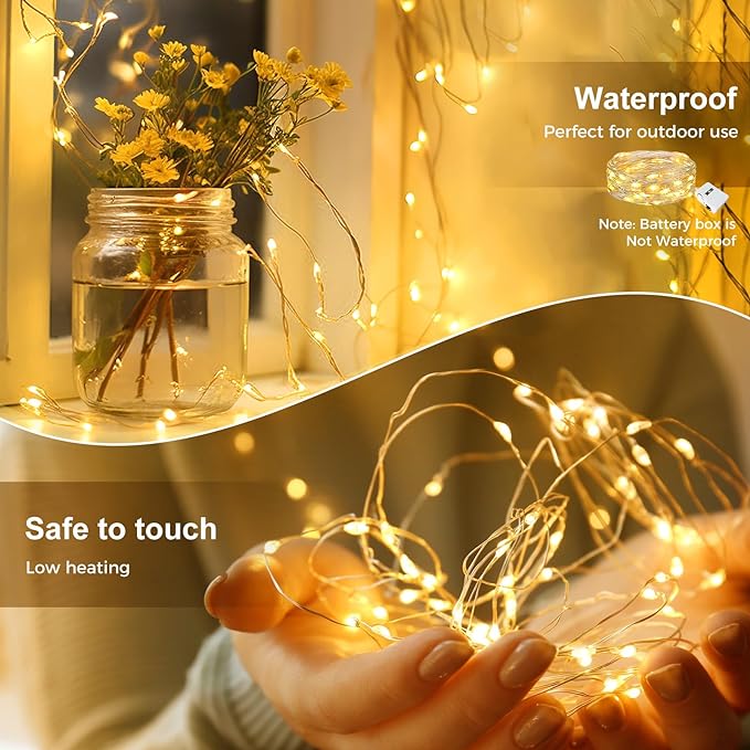 kolpop 30 Pack LED Fairy Lights Battery Operated, 7FT 20 LED Mini Twinkle String Lights Battery Powered Waterproof for Christmas Mason Jars Party (Cool&Warm)