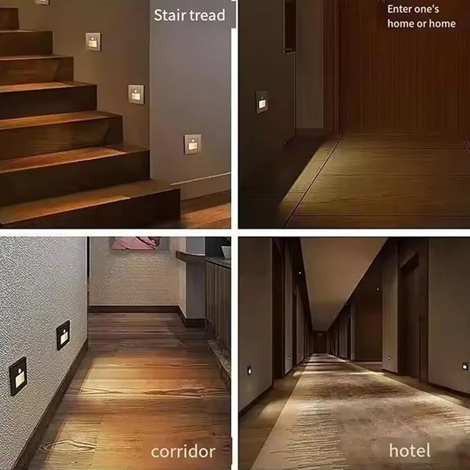 1 Pack Recessed Motion Sensor Light Indoor LED Night Lamp Sensor Intelligent Wall Light for Hallway, Kitchen, Hallway, Bedroom, Bathroom, Stairs