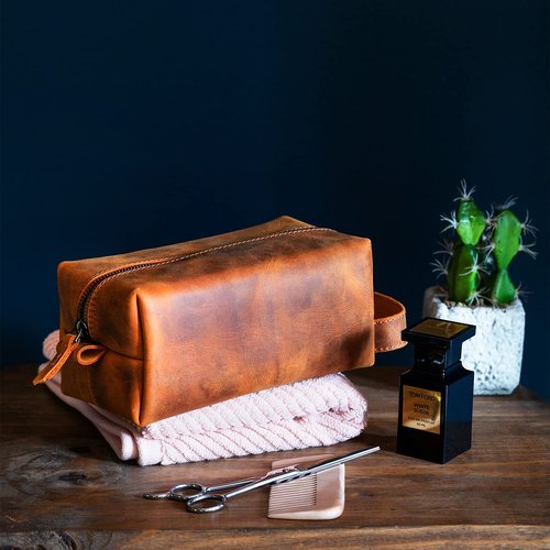 Londo Genuine Leather Travel Toiletry, Makeup, Shaving Organizer Bag - Dopp Kits - Unisex