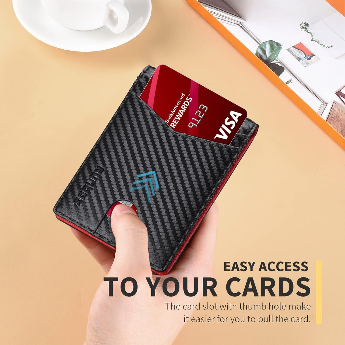 RUNBOX Wallet for Men Slim Rfid Leather 2 ID Window With Gift Box