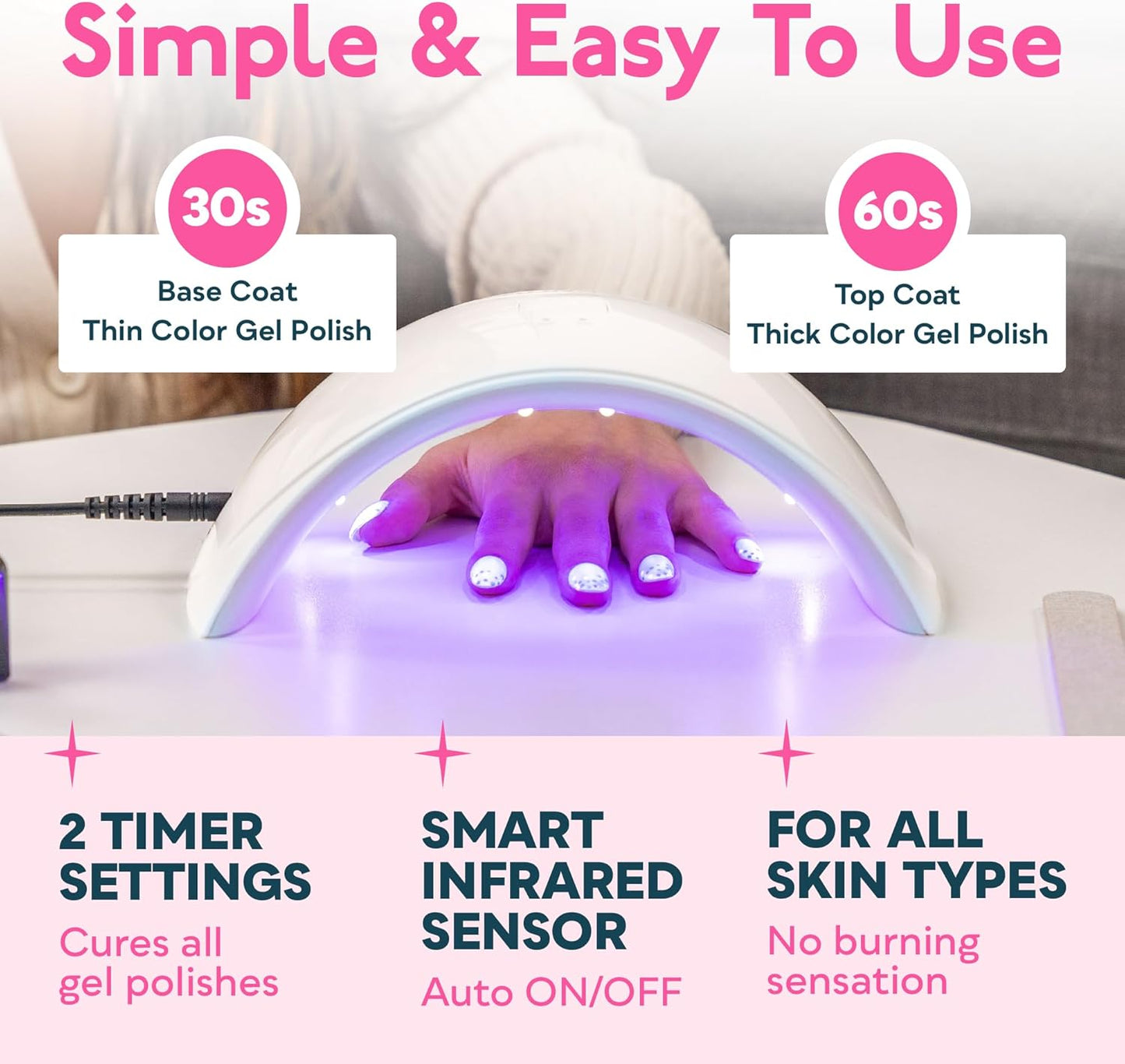 SUNUV UV LED Nail Lamp, Nail Dryer for Gel Polish UV Light for Gel Nails with Sensor 2 Timer SUN9C Blue Gift for Women Girl