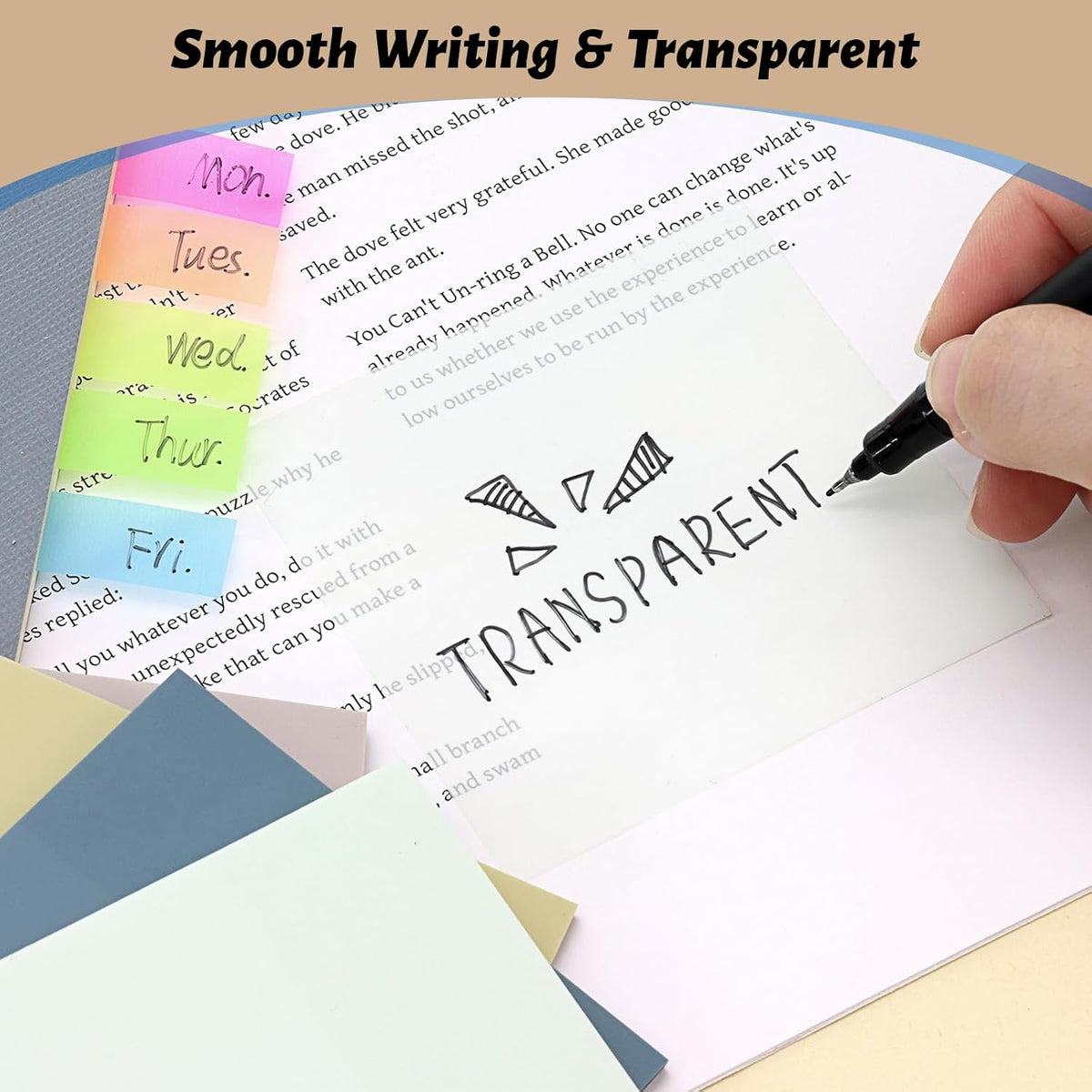 ‎SYMDROMIA Transparent Sticky Notes, 3"x3" Clear Sticky Notes, Post Translucent with See Through Self-Adhesive Sticky Pads for Office School College Supplies, 800 Sheets Soft Morandi