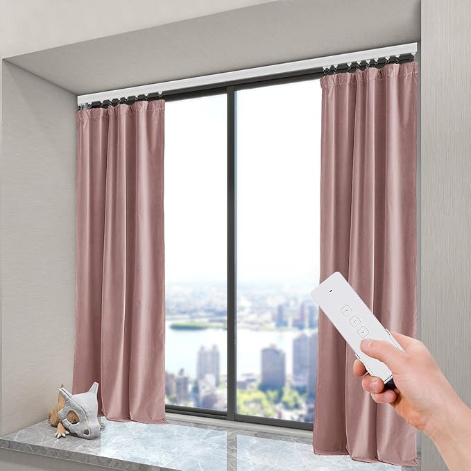 Electric Curtain Tracks, 13.78ft Motorized Curtain Rod System with 4 Control Methods, Voice Control,Timer & Memory Function, Automatic Curtain Opener Ceiling Track for 7.08-13.78ft