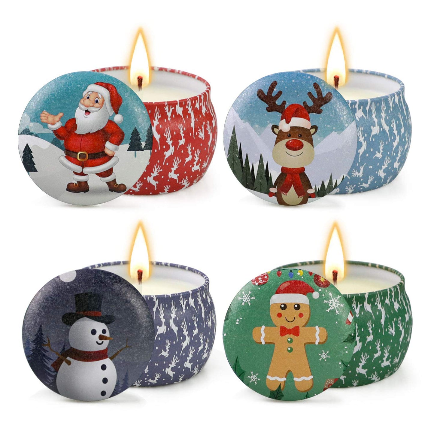 Christmas Candles Gifts for Women, 4 Pack Scented Candles Set,120 Hour Long Lasting Natural Soy Wax Aromatherapy Candle for Meditation, Yoga, Relaxation, SPA, Ideal Gifts for Women
