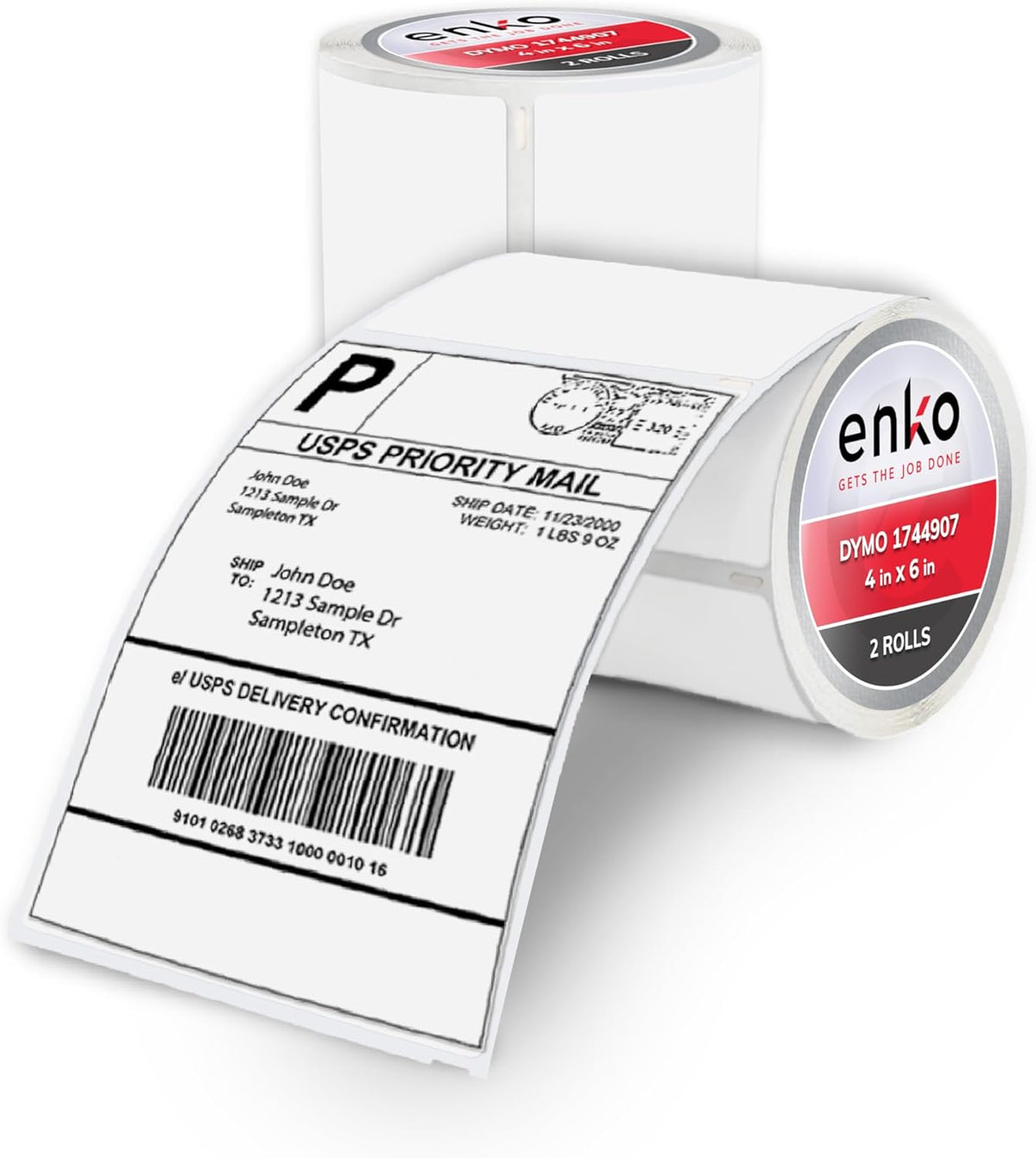 enKo Compatible Zebra 4x6 Label/Dymo Labels 1744907 (4 x 6) for Dymo Labelwriter 4XL Shipping Zebra Direct Thermal Printer (2 Rolls, 440 Labels)