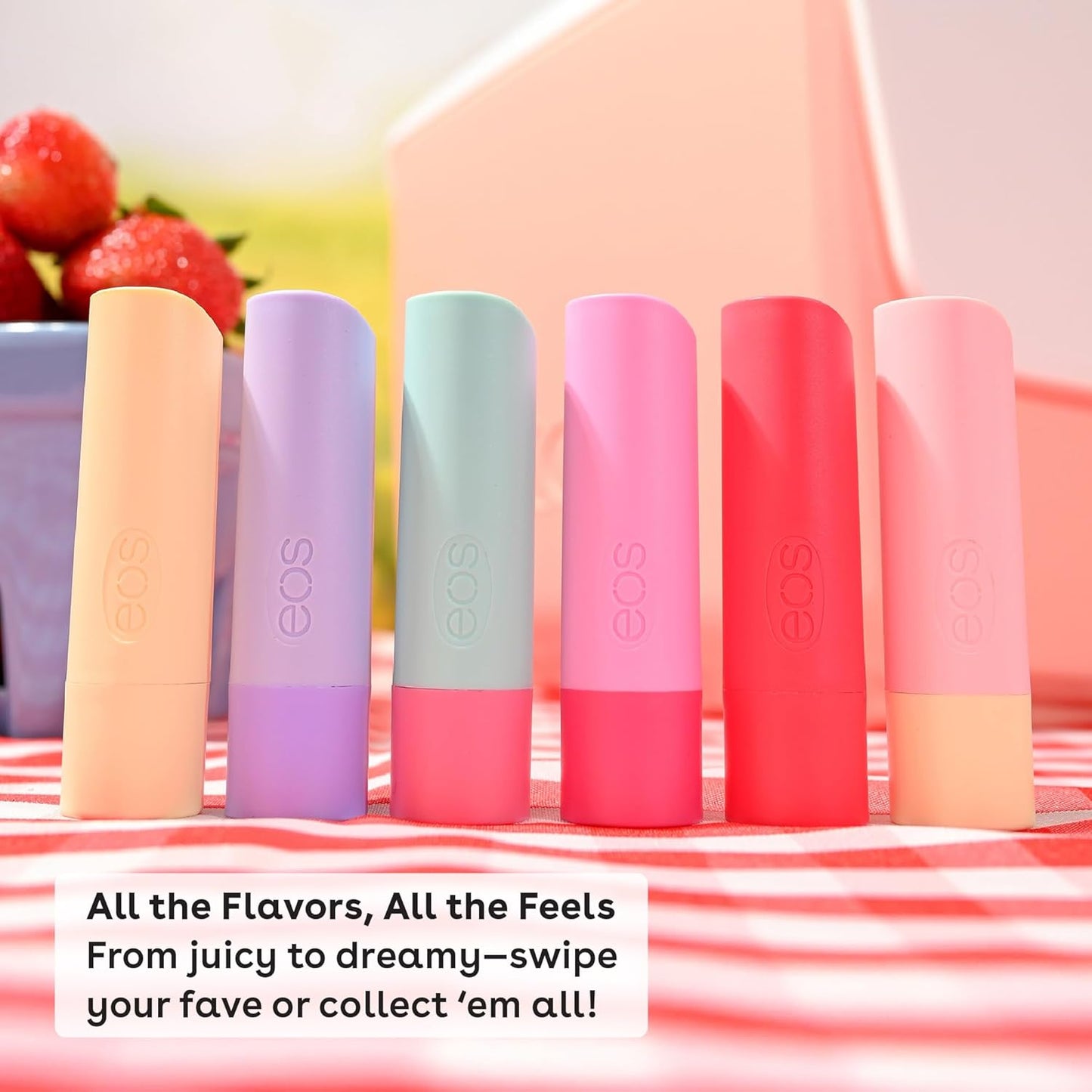 eos Natural Shea Lip balm, Acai Blackberry, Fresh Coconut, Mango Nectar 3-Pack Sticks