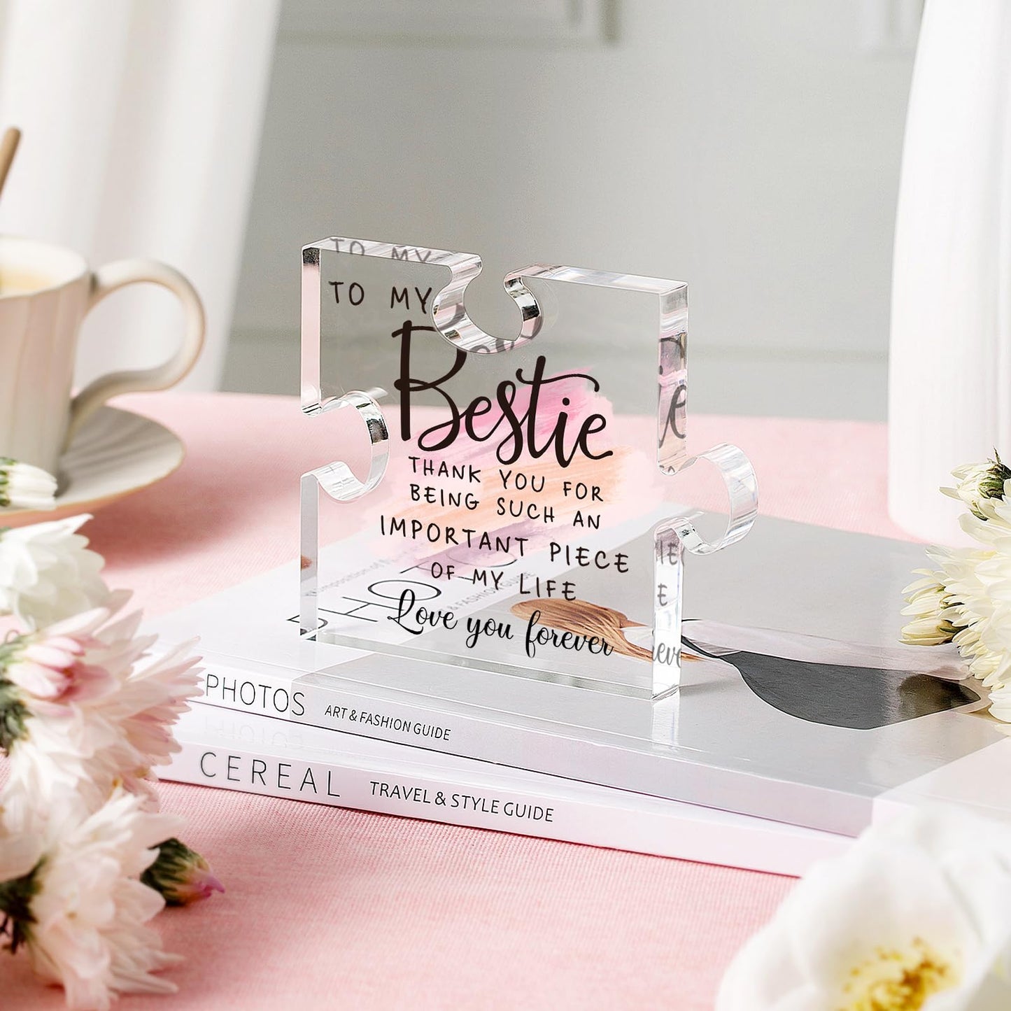 Bestie Gifts for Women Friendship - 0.6" Thickness Acrylic Puzzle & Gift Box,Gifts for Friends Female,Friend Keepsake for Women Birthday,Bff Soul Sister Work Bestie Gift for Thankgiving Present
