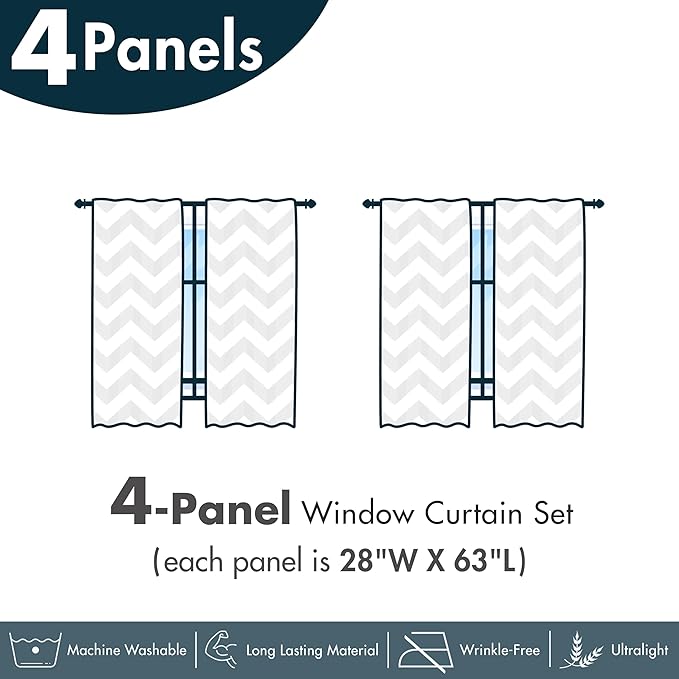 Ambesonne Black and White Window Curtains Pack of 2, Modern Grunge Botany Motif Monochrome Brush Paint Style Strokes, Lightweight Set with Rod Pocket, 4 Panels of - 28" x 63", White and Black