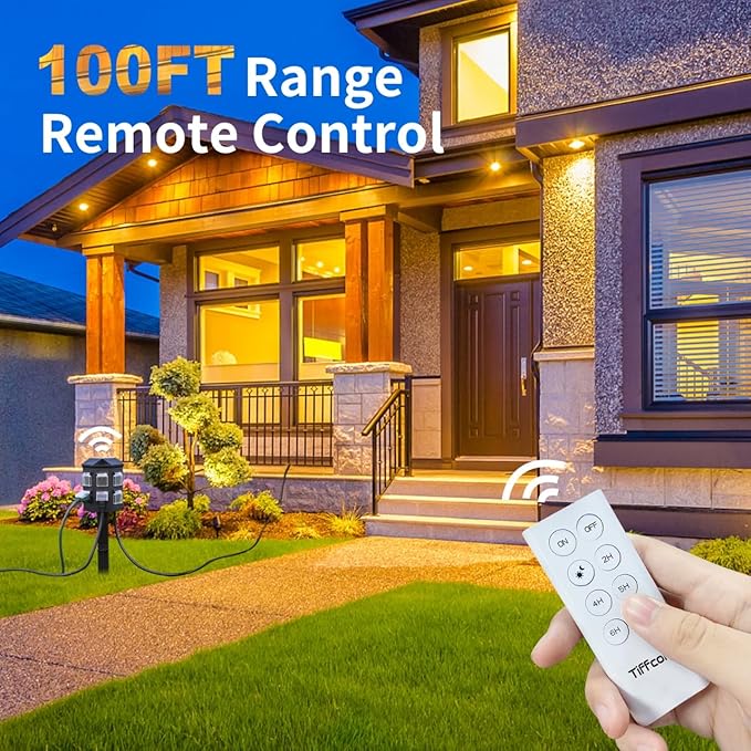 Outdoor Power Strip with 90FT Extension Cord, 100FT Remote Control, Dusk to Dawn Light Timer Waterproof, 6 Grounded Outlets for Yard, Pool and Garden, ETL Listed (90 FT)