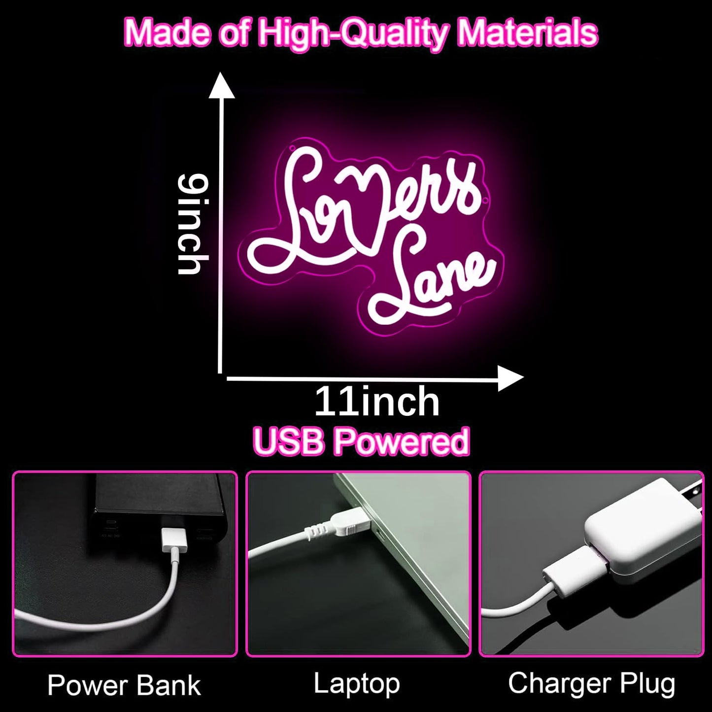 Lmnopqr Lovers Lane Street Sign Neon Sign Aesthetic Pink LED Night Light for Wall Decor, Dimmable USB for Bedroom, Wedding Party, Bar, Store, Valentine's Day Gift for Girlfriend or Wife