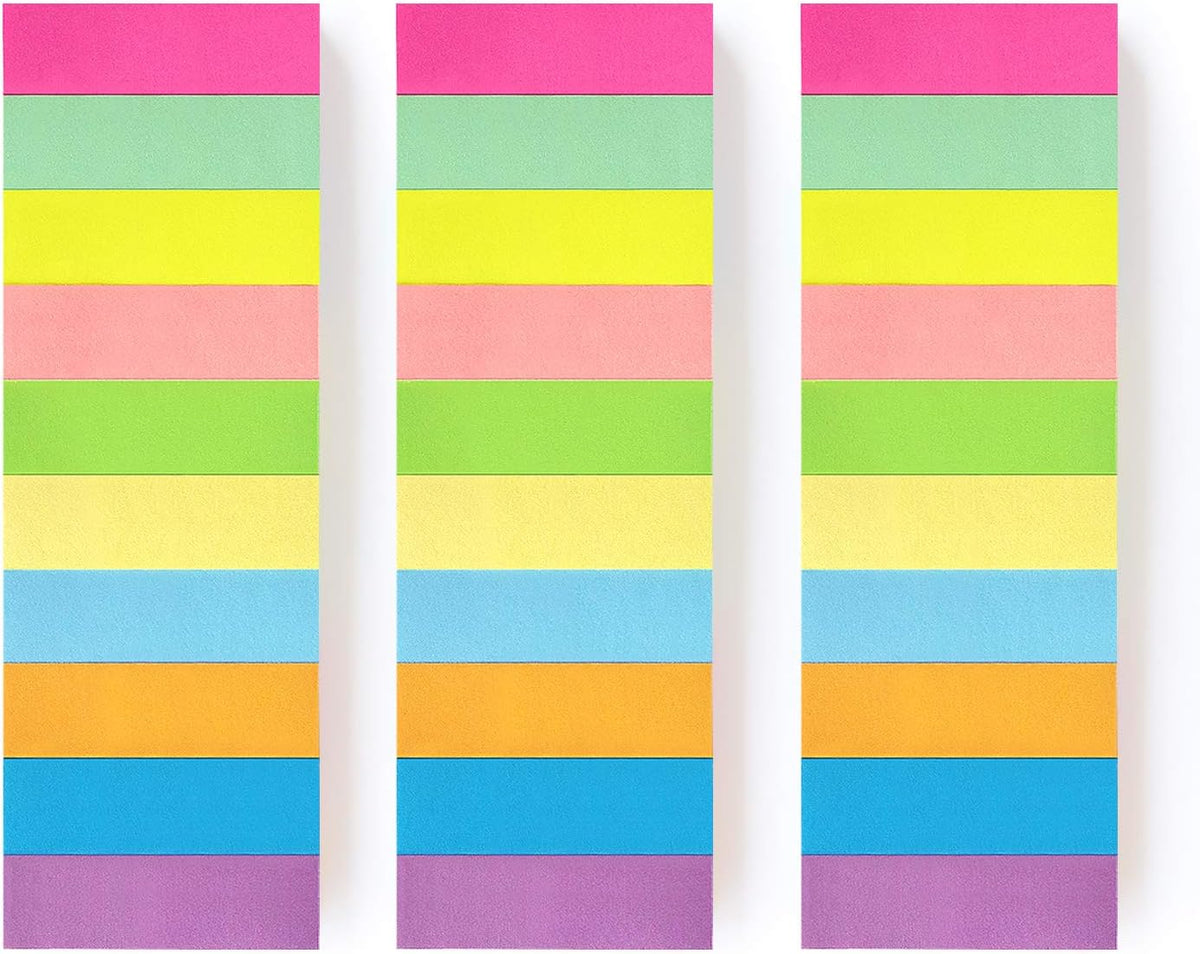 30 Pads 0.5x1.8 Sticky Notes Flags Tabs Page Markers 10 Bright Color Sticky Index Tabs Page Flags 80 Sheet/Pad
