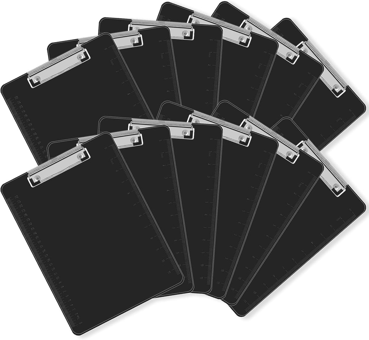 Black Clipboards, PANDRI 12 Pack Plastic Black Clipboards with Low Profile Clip 12.5 x 9 Standard Letter Size Clipboard for classrooms Office