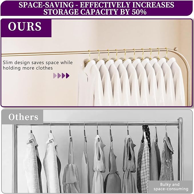 40Pack Gold Hangers + 5 Clothes Pins, Premium Glossy Gold Strong Metal Hangers, Upgraded Thickened Reinforced 50lbs Weight Capacity, Suitable for Heavy Coats, Jackets, Shirts, Dresses
