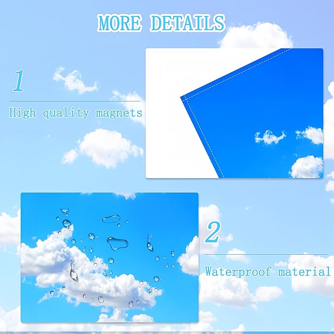 Fluorescent Light Covers for Ceiling Lights -Magnetic Cloud Cover for Fluorescent Or LED Fixture 2ft x 4ft Classroom,Home,Office Decoration Filters Overhead Lighting.Blue Sky and White Clouds