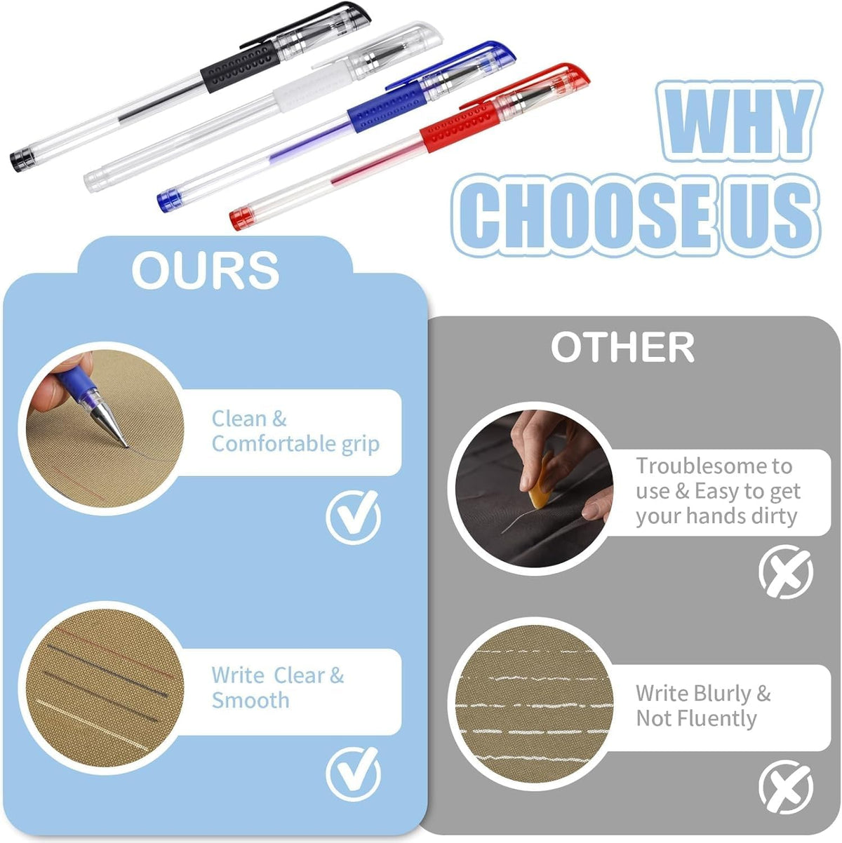 4 Pcs Heat Erasable Pens for Fabric with 32 Refills, Fabric Marking Pens for Sewing, Quilting, Embroidery, Dressmaking, Tailors Sewing Chalk Pencils