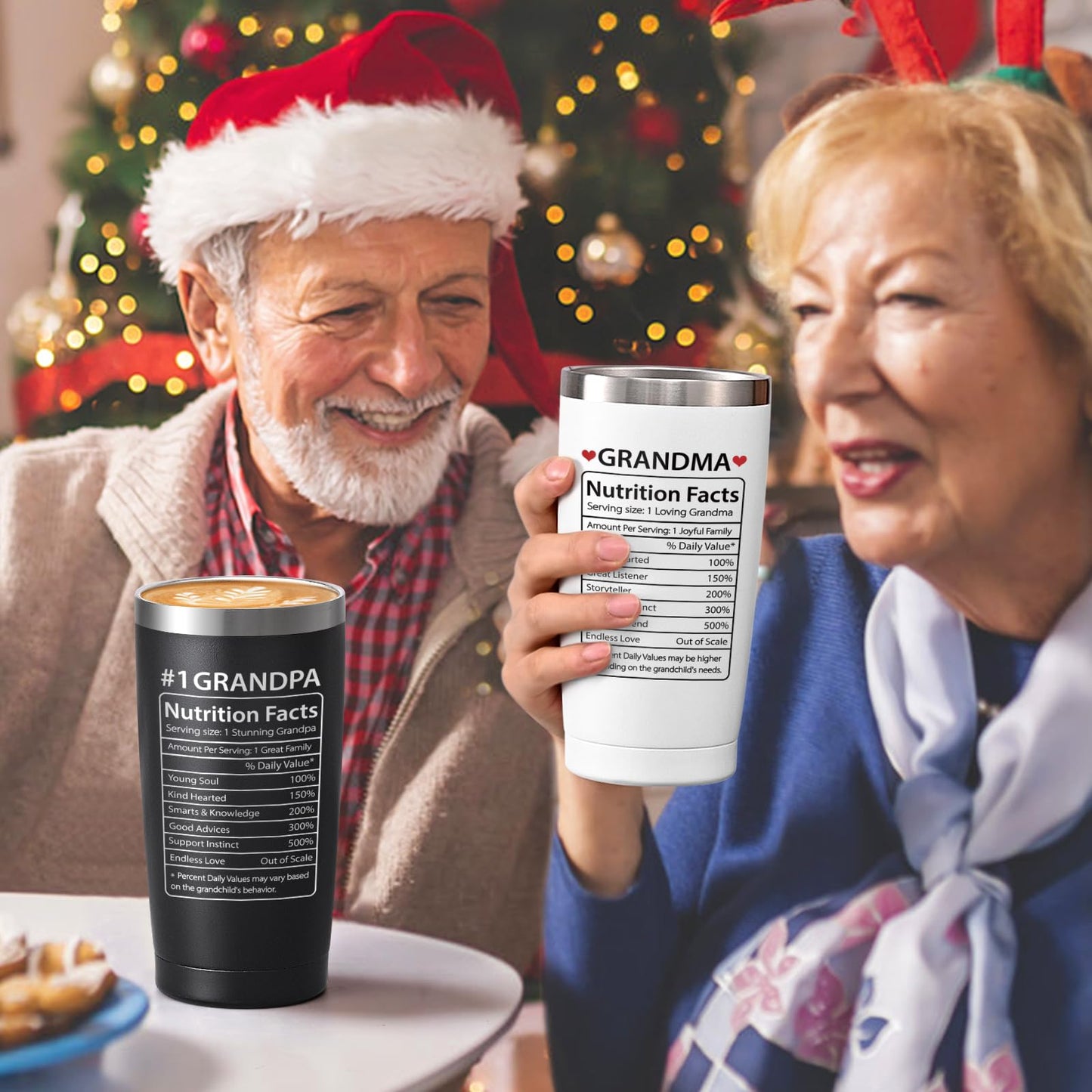 Lifecapido Gifts for Grandparents, Nutrition Facts Grandma Grandpa Tumbler Set, Grandma and Grandpa Christmas Birthday Mothers Day Fathers Day Announcement Gifts for Grandparents, 20oz
