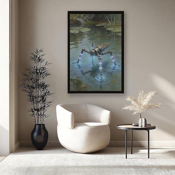 Framed Modern Sci Fi Wall Art for Living Room And Studio Futuristic Minimalist Decor 08x12in