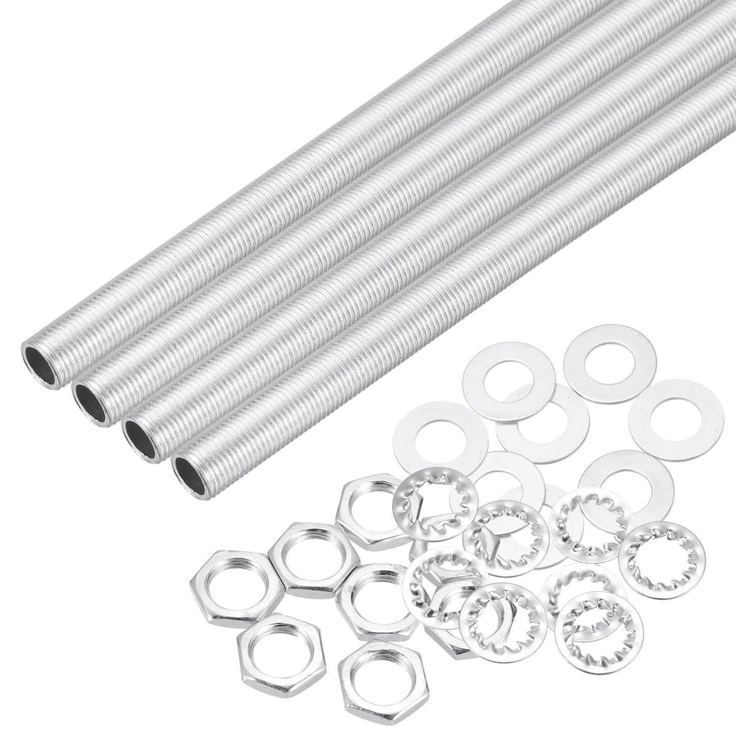MECCANIXITY 28Pcs 16.5" Lamp Pipe Kit with Nuts Washers 1/8IP Thread Fasteners Assortment for Chandelier Ceiling Light Repair Assembly DIY Hardware"