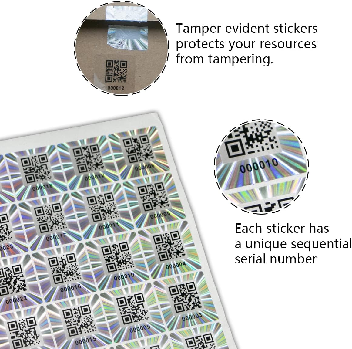 dose not apply 120pcs Hologram QR Code Labels, Tamper-evident Security Seal Sticker,Warranty Void Tamper Proof Labels with Unique Sequential Serial Numbering（1X1 inch)