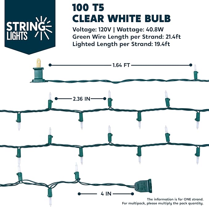 Joiedomi Clear Christmas String Lights Indoor,400(4x100) Mini Warm White Fairy Light,85.6 FT Lighting Decor for Patio Dorm Classroom Bedroom Holiday Wedding Party Garland Birthday Festival,Green Wire