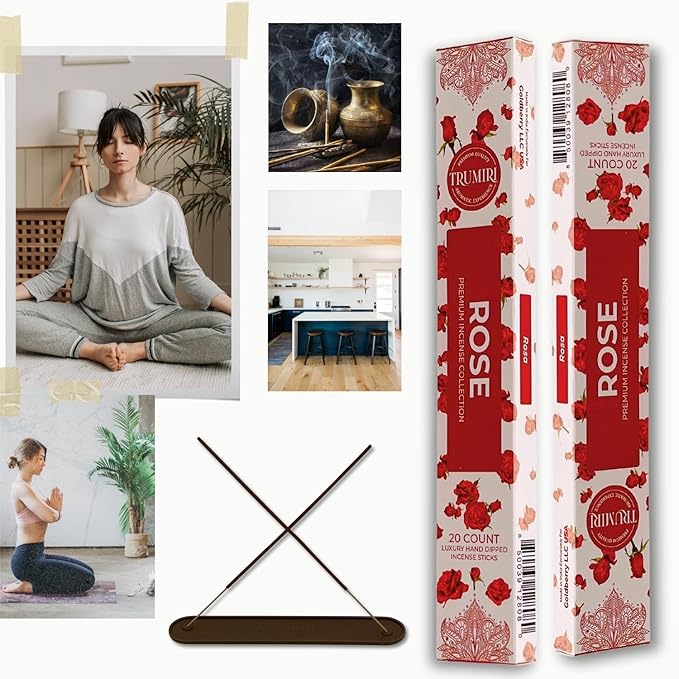 Rose Incense Sticks - Incienso de Rosas - Total 40 Insence-Sticks - Dual Pack of 20 Insense - Inciensos - Inscents - Natural Non Toxic Ingredients - Incents - Incence - Inscense - Insents