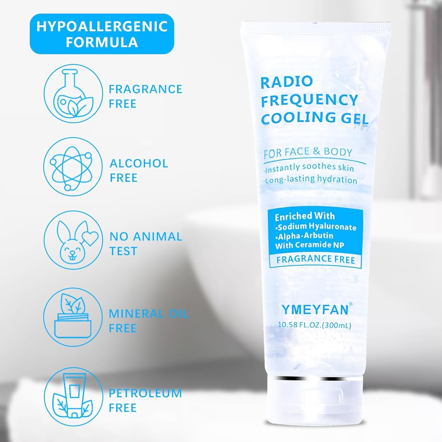 Conductive Gel for Microcurrent Radio Frequency Facial Device Cooling Gel, Fragrance-Free, Sodium Hyaluronate, Alpha-Arbutin, Bifida Ferment Lysate, Hydrating Premium Primer(900ML)