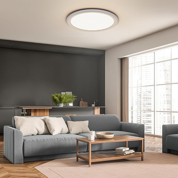 BLNAN 13in LED Flush Mount Ceiling Light Fixture with Remote Control, Dimmable Night Light 2000K, 3000K-6500K 24W Wired Low Profile Light for Bedroom, Kitchen, Living Room, Round White