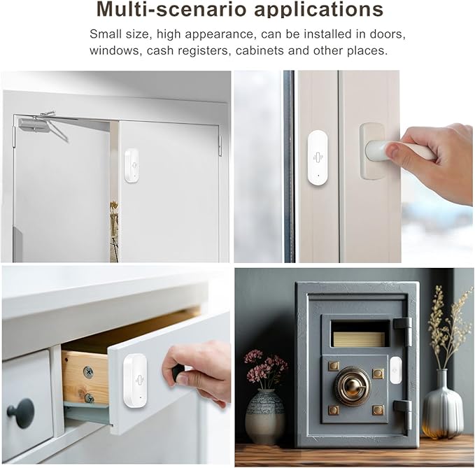 WiFi Vibration Sensor: Smart Door Window Sensor with App Alerts, Wireless Glass Break Detector, Adjustable Sensitivity, Compatible with Alexa Google Home (1Pack)