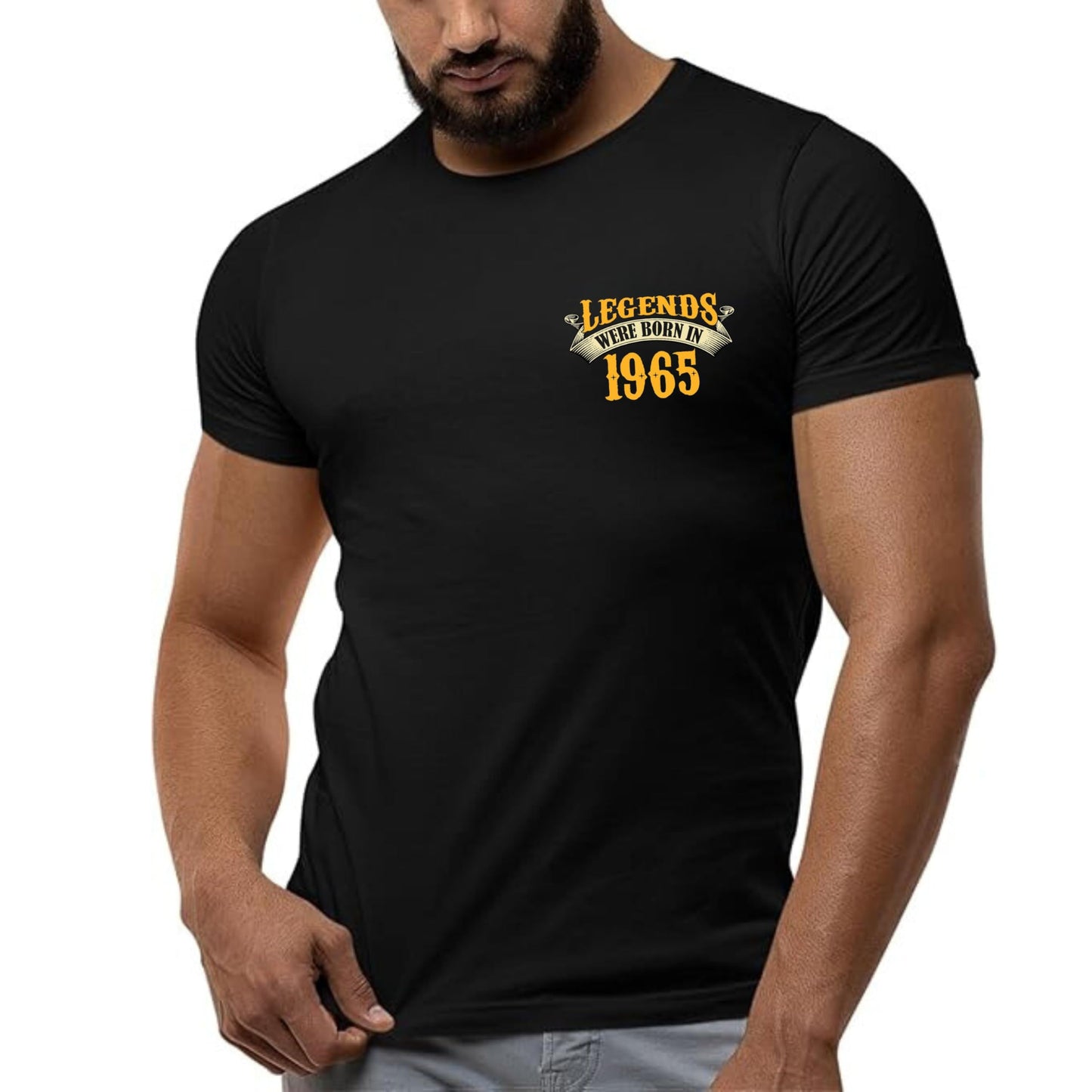 60th Birthday Shirt for Men, Legends were Born in 1965, Vintage 60 Years Old Tee T Shirt, Cool Dad T Shirt Left Chest & Full Back Print Black XX-Large