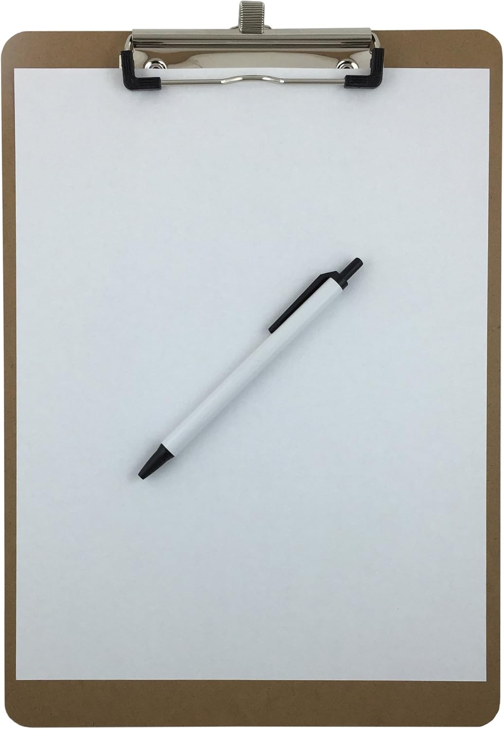 Pen Holder Clipboard, Letter Size, Low Profile Clip, Hardboard, 6-Pack (Pen Included)