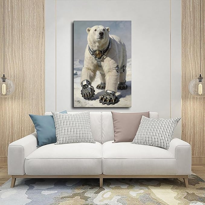 Framed Futuristic Fantasy Wall Art for Living Room TV Wall Modern Tech Style Home Decor 20x30inch(50x75cm)