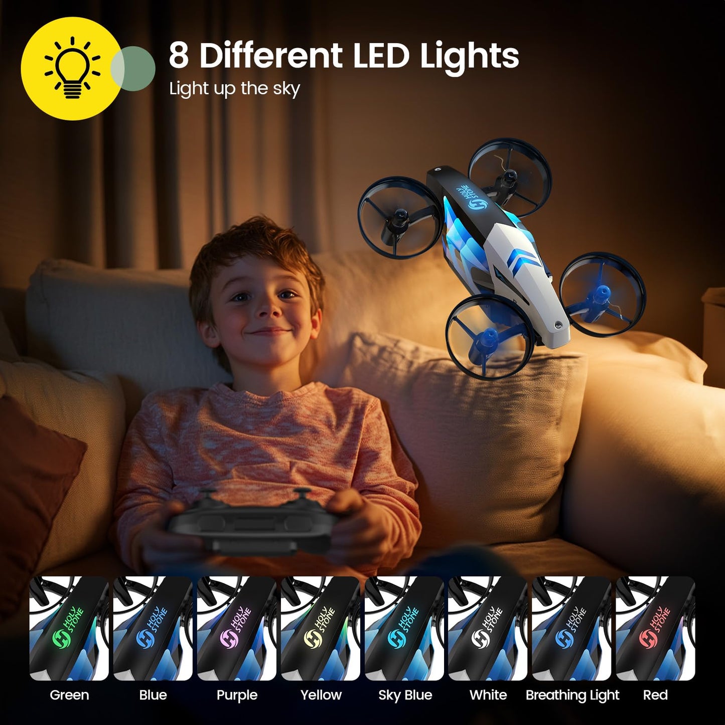 Holy Stone HS210T Drones for Kids, 2 IN1 MINI Indoor Drone with Land & Fly Mode, Four Posture Deformations RC Quadcopter with 3D Flip, Auto Hovering, Christmas Birthday Toy Gift for Boys and Girls