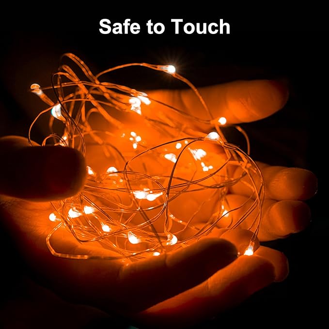 ZGWJ Fairy Lights Battery Operated, 50 Pack Twinkle String Lights 20 LED 7FT 3 Lighting Modes for Bedroom Decor, Easter, Halloween, Christmas, Party Indoor and Outdoor Decoration (Orange, 50PCS)