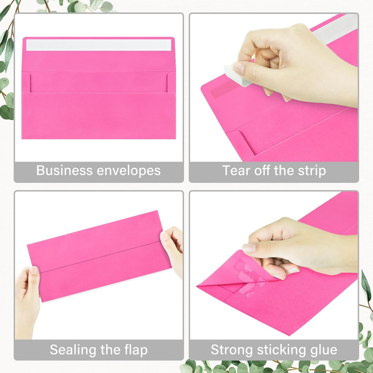 200 Pack #10 Business Envelopes, Self Seal Standard Hot Pink Envelopes for Secure Business & Legal Mailing, Office, Checks, Letter, Invoices, 4 1/8 x 9 1/2 Inches