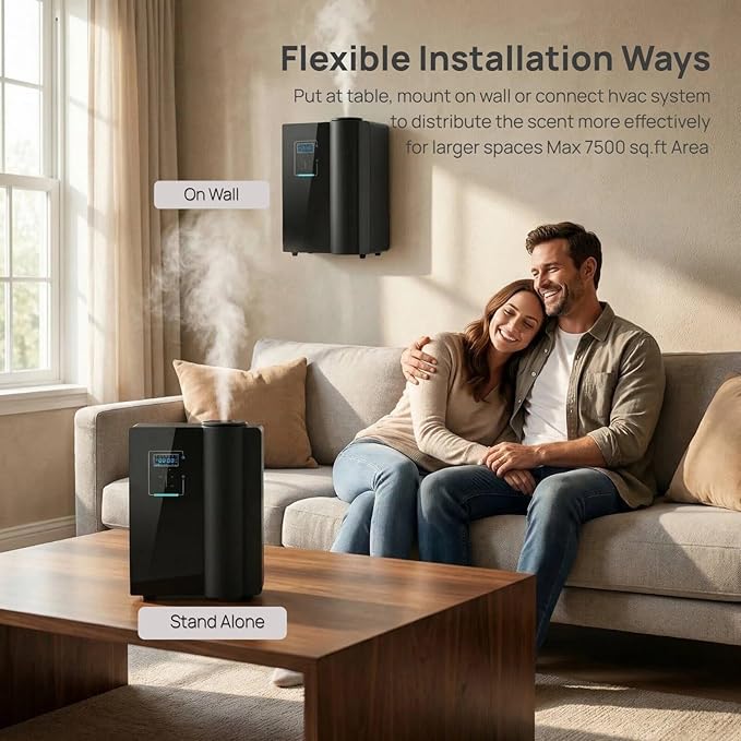 Kevinleo Waterless Essential Oil Diffuser Bluetooth for Max 7,500 Sq.Ft Whole House | 500ml Large Bottle | HVAC System Connect | Aromatherapy Air Fresheners for Large Room,Home, Office, Hotel