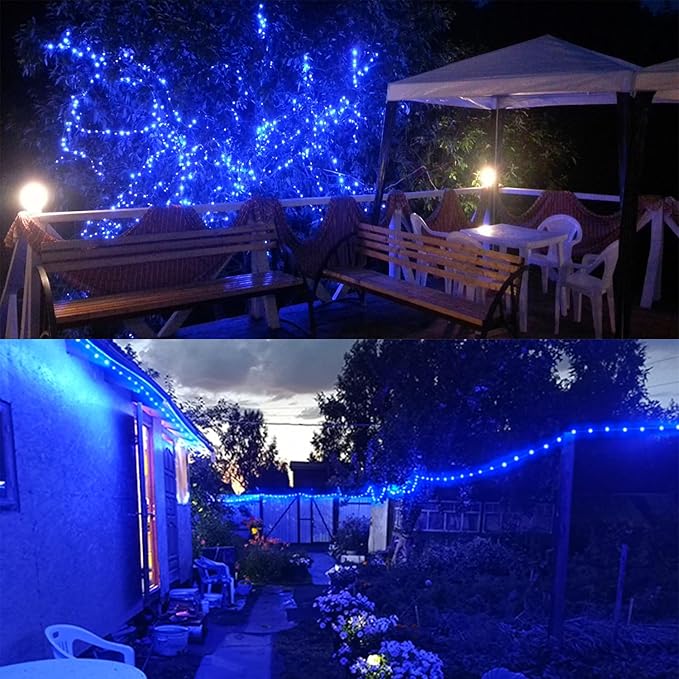RUICHEN Plug in Fairy String Lights with Switch, Waterproof 66 Ft 200 LED Copper Wire Firefly Lights for Christmas, Parties, Wedding, Ceiling, Craft, Vases, Blue