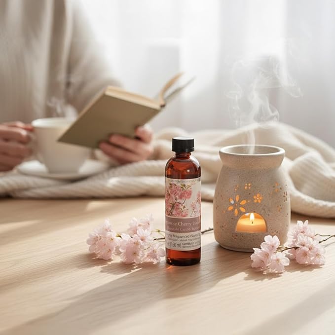 Hosley Japanese Cherry Blossom Fragrance Warming Oils, Set of 2, 5oz Each. Ideal Gift for Weddings, spa, Reiki, Meditation, Bathroom Settings.P1