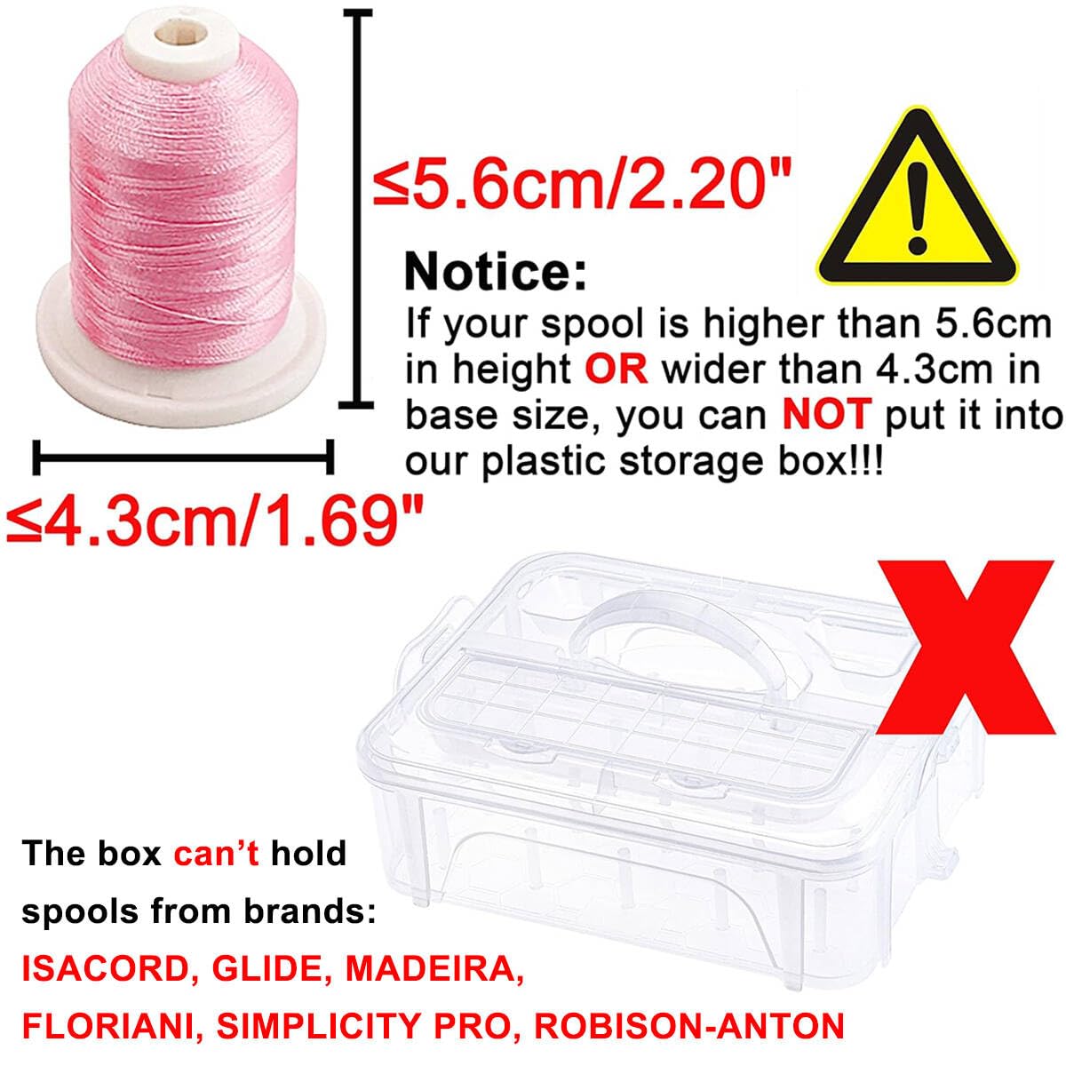 New brothread 4 Layers Stackable Clear Storage Box/Organizer for Holding 80 Spools Home Embroidery & Sewing Thread (Spool Size Requirement: Height≤2.2"/5.6CM; Width≤1.69""/4.3CM)"