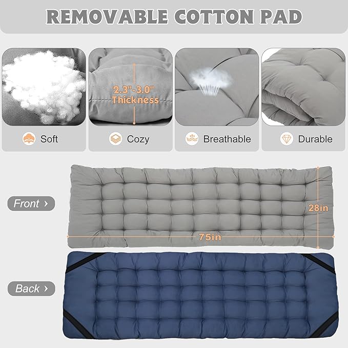 ABORON 2 Pack Folding Camping Cot W/Mat for Adults, Heavy Duty Outdoor Bed with Carry Bag,1200 D Layer Oxford Travel Camp Cots