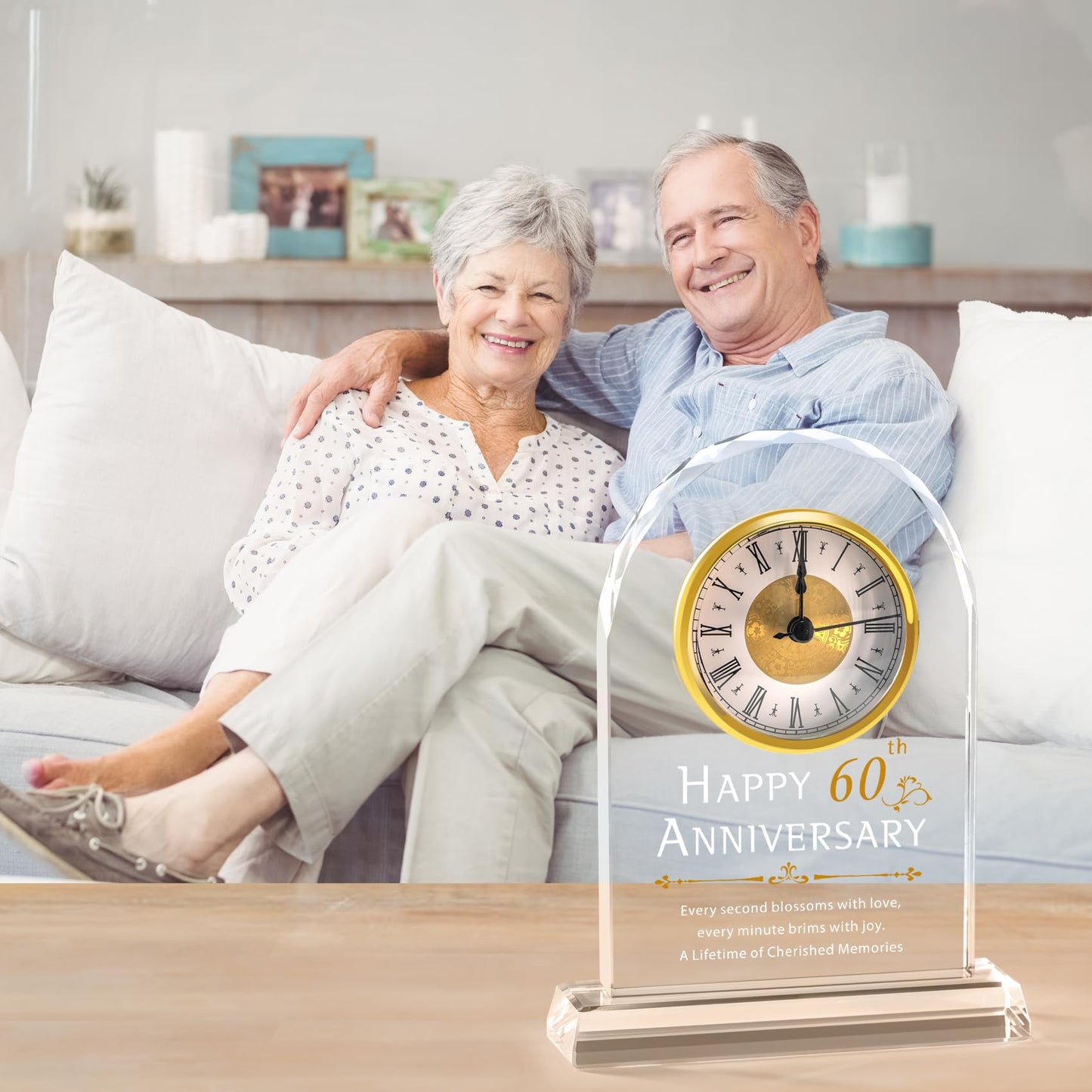 60th Anniversary Wedding Gift For Parents Couple,60th Anniversary Decorations Crystal Clock Gifts Keepsake For Husband Wife,Diamond 60 Years Of Marriage Anniversary Wedding Gifts For Grandma Grandpa