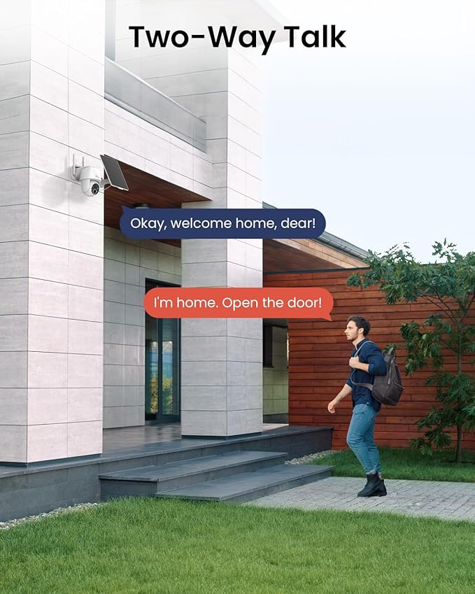2PCS Solar Security Camera Wireless Outdoor, 2K Battery-Powered Camera for Home Security, PIR/AI Motion Detection, 360°PTZ, Color Night Vision, Two-Way Audio,IP66, Alexa/Google,2.4Ghz Only