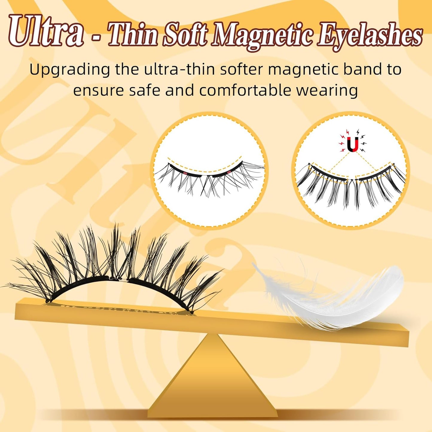 QUEWEL Soft Magnetic Eyelashes, Reusable No Glue Needed Magnetic Eyelashes Kit with Applicator Comfortable Lash Clusters Kit without Eyeliner Easy to Wear and Remove (G-RC01)