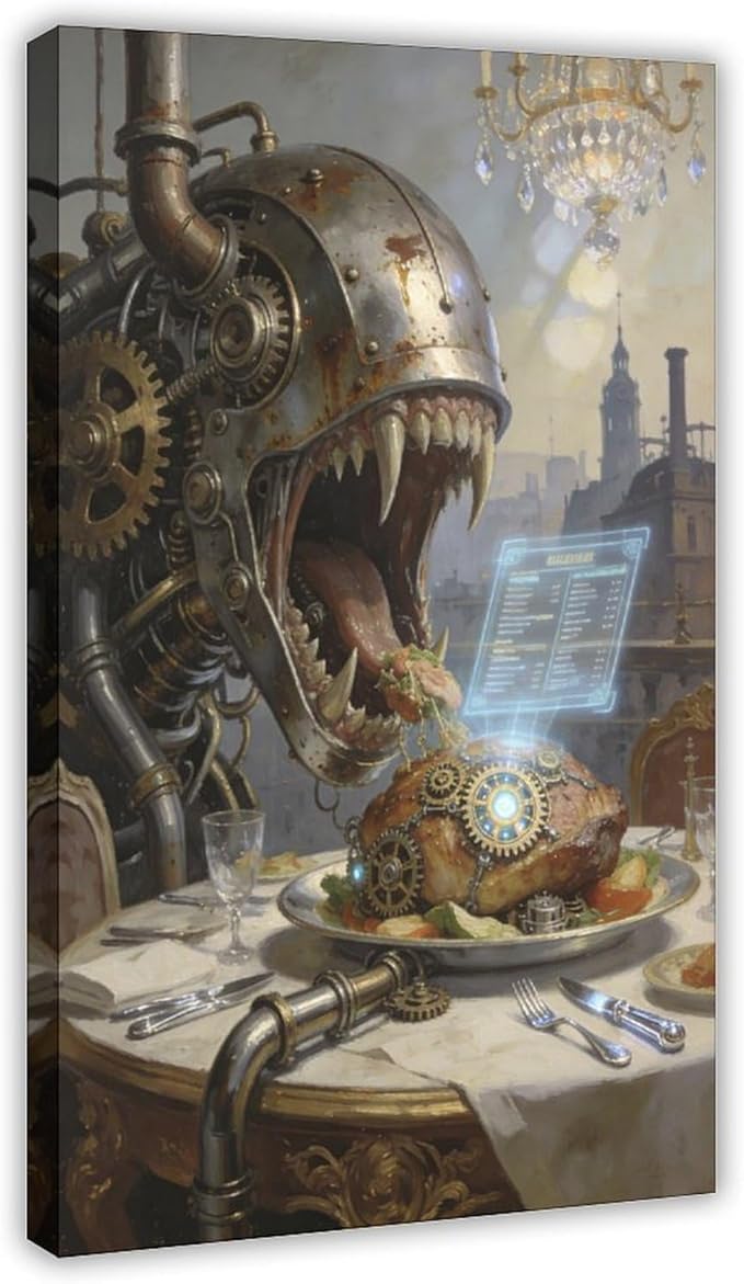 Framed Steampunk Fantasy Wall Art for Living Room And Dining Room Vintage Industrial Decor 24x36inch(60x90cm)