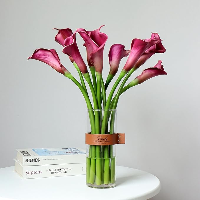 grtefhu 12 Piece 26" Purple Calla Lily Artificial Flowers,Real Touch Long Stem Faux Calla Lillies for Tall Vases,Indoor Wedding Office Home Decor