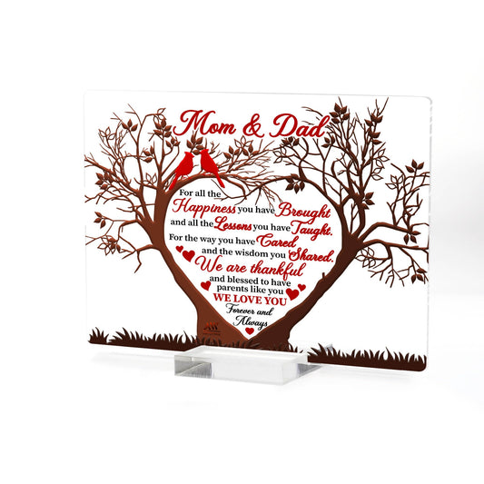 ARTSYWIX Mom & Dad Gifts from Daughter Son, To My Parents Acrylic Plaque, Thank You Mom & Dad Keepsake, Grateful Gift for Parents Mother-in-law, Bonus Mom Stepdad Present, Anniversary Wedding Gifts