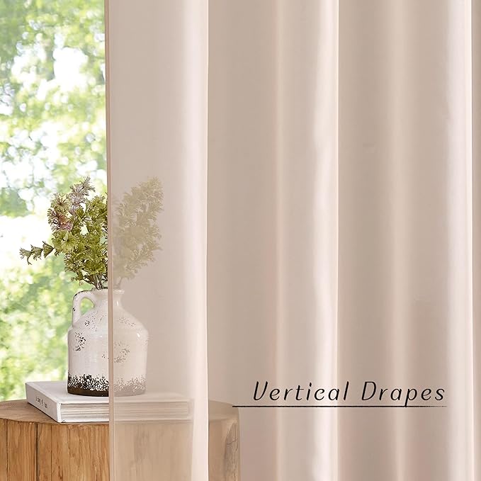 NICETOWN Taupe Sheer Curtains 72 inches Long, Grommet Light Filtering Window Treatments Airy & Breathable Soft Drapes for Bedroom/Home Office, W54 x L72, 2 Panels