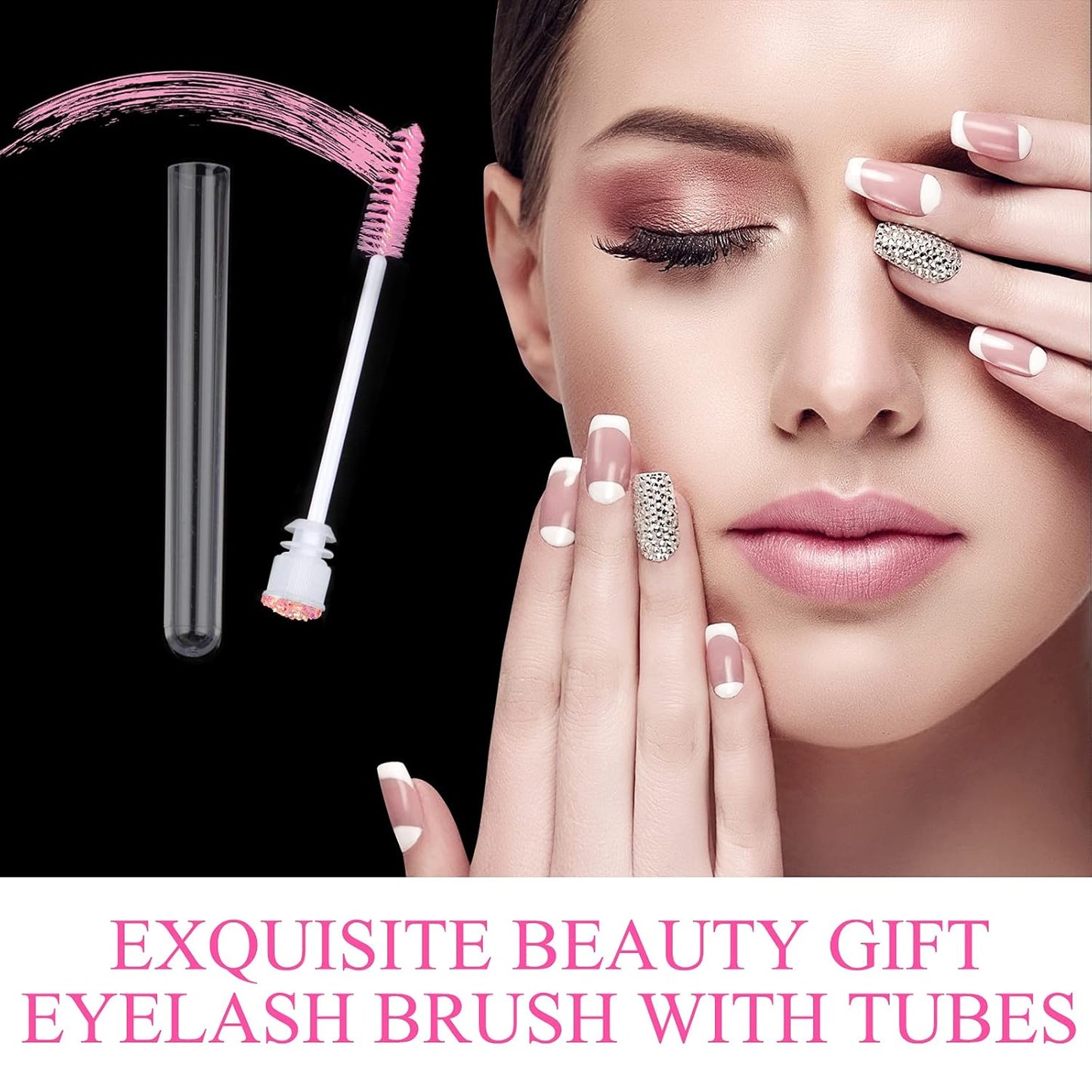 50pcs Eyelash brush Lash Wand Makeup tool Eyelash Extension supplies Cleaning brush Diamond Mascara star l pink