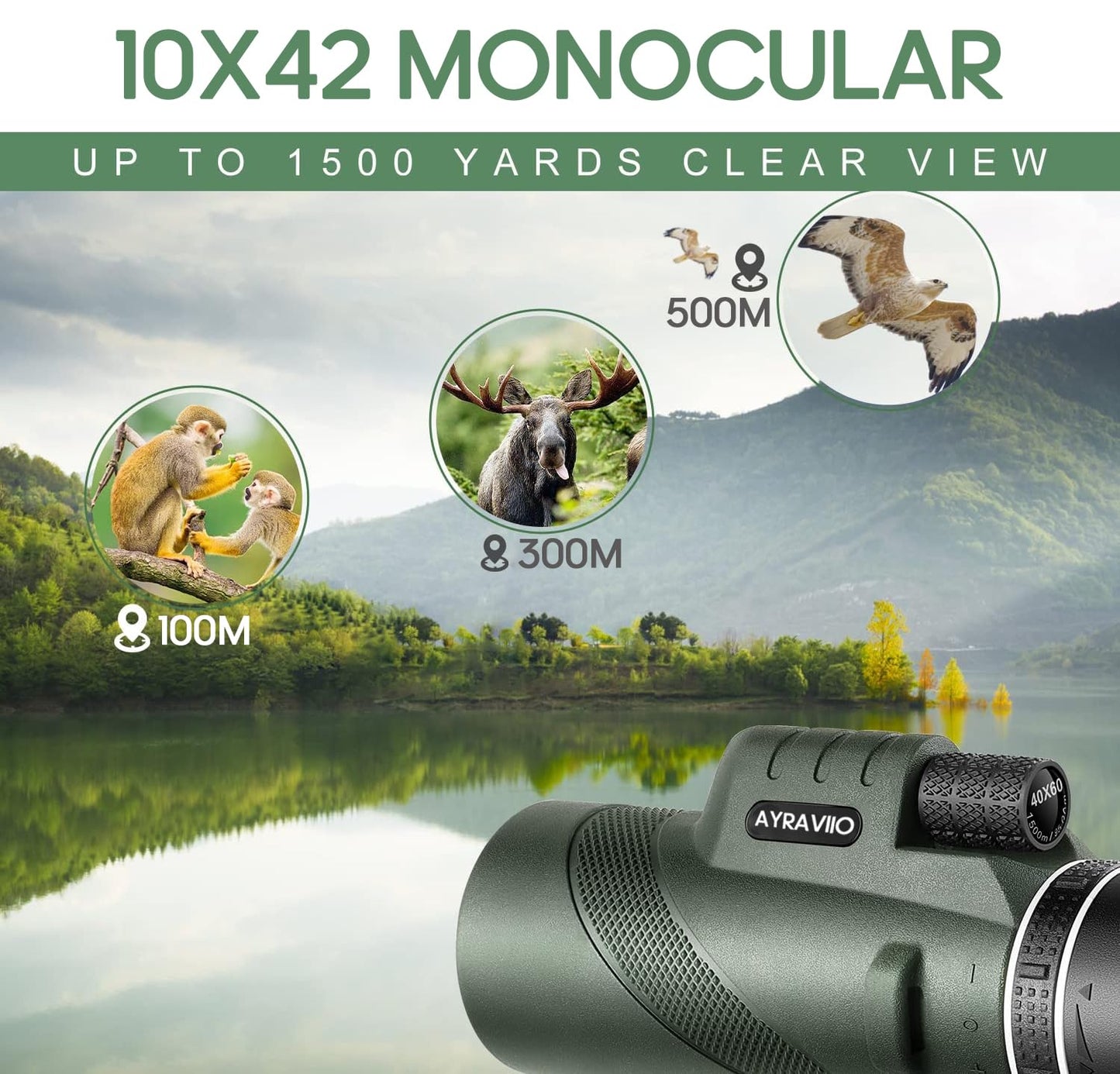 Birthday Gifts for Men Dad Him Husband Teen, 10x42 Compact Monocular Telescope, High Powered FMC & BAK4 Scope, for Fathers Day, Outdoors Survival Hiking Gear for Adventure, White Elephant Gifts