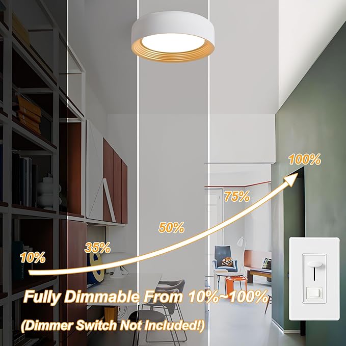 Dimmable Modern LED Flush Mount Ceiling Light,11.8 Inch 5CCT 24W/3000K-6000K,Minimalist Round White and Gold Close to Ceiling Lighting Fixtures for Kitchen,Hallway,Laundry Room,Entryway,Porch